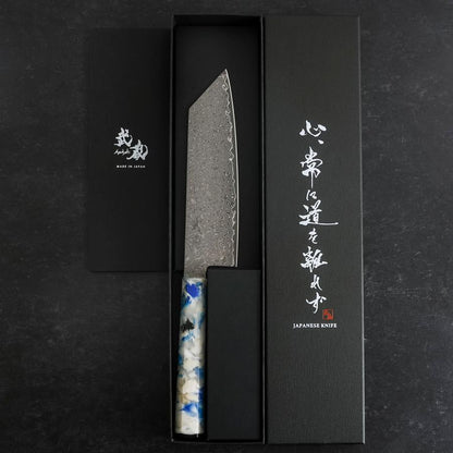 Bunka VG-10 Damascus Ocean Blue-White Mix Handle 165mm