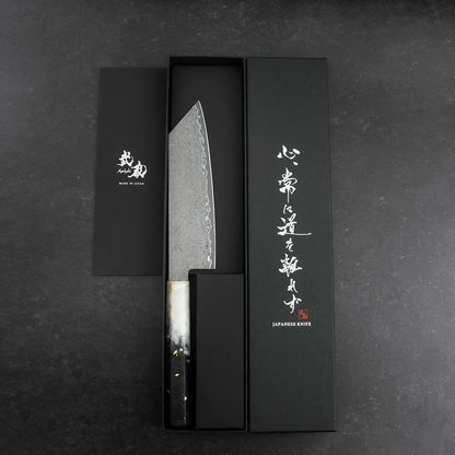 Bunka VG-10 Damascus Ocean White Black Gold Handle 165mm