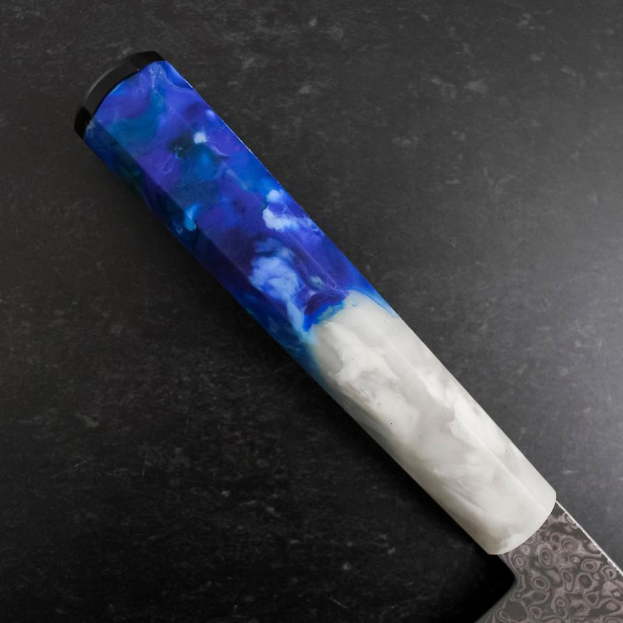 Bunka VG-10 Damascus Ocean White Blue Handle 180mm