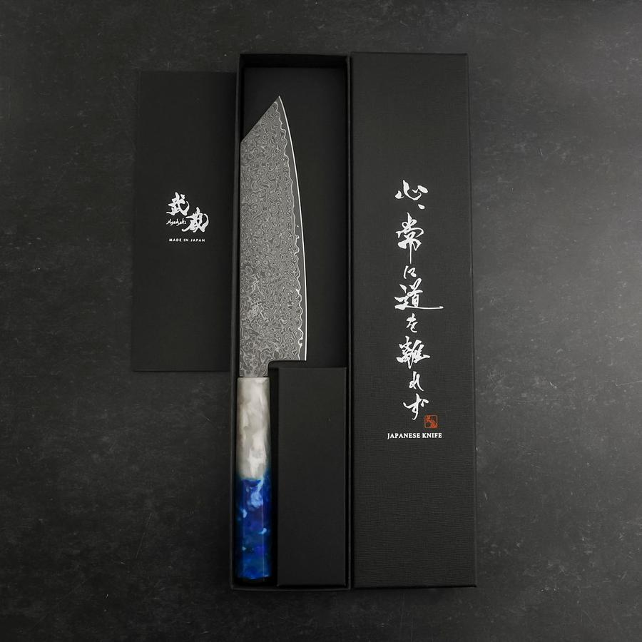 Bunka VG-10 Damascus Ocean White Blue Handle 180mm