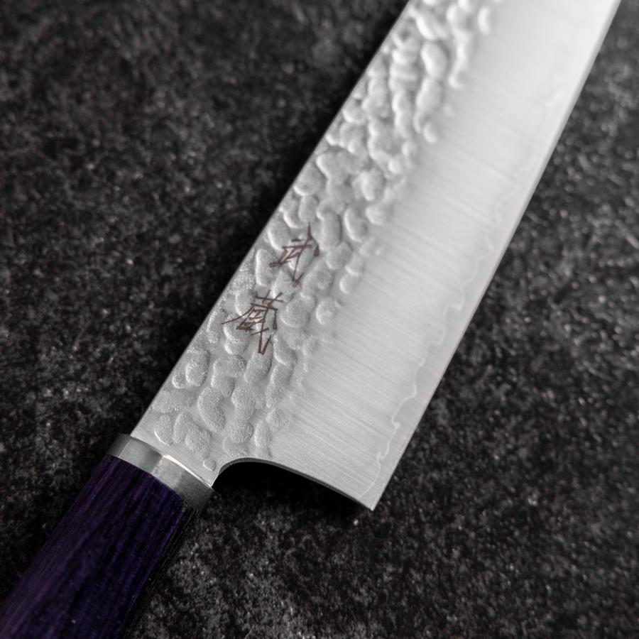 Bunka VG-10 Tsuchime Oval Purple Handle 180mm (7”)-[Musashi]-[Japanese-Kitchen-Knives]