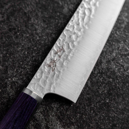 Bunka VG-10 Tsuchime Oval Purple Handle 180mm (7”)-[Musashi]-[Japanese-Kitchen-Knives]