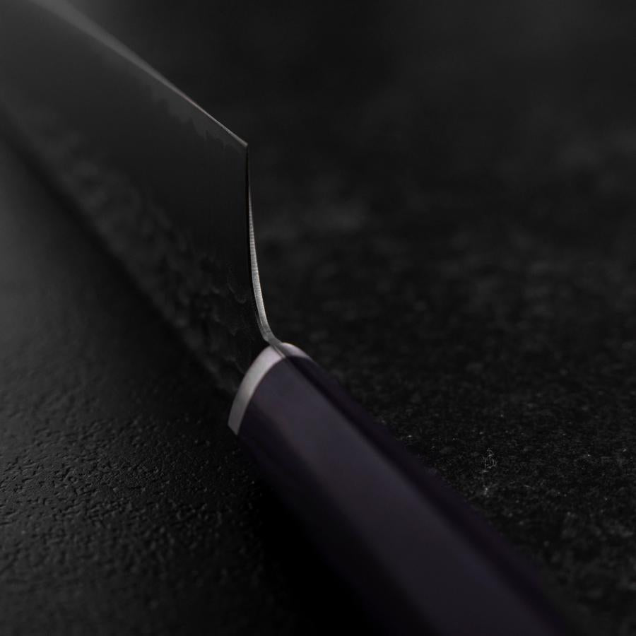 Bunka VG-10 Tsuchime Oval Purple Handle 180mm (7”)-[Musashi]-[Japanese-Kitchen-Knives]