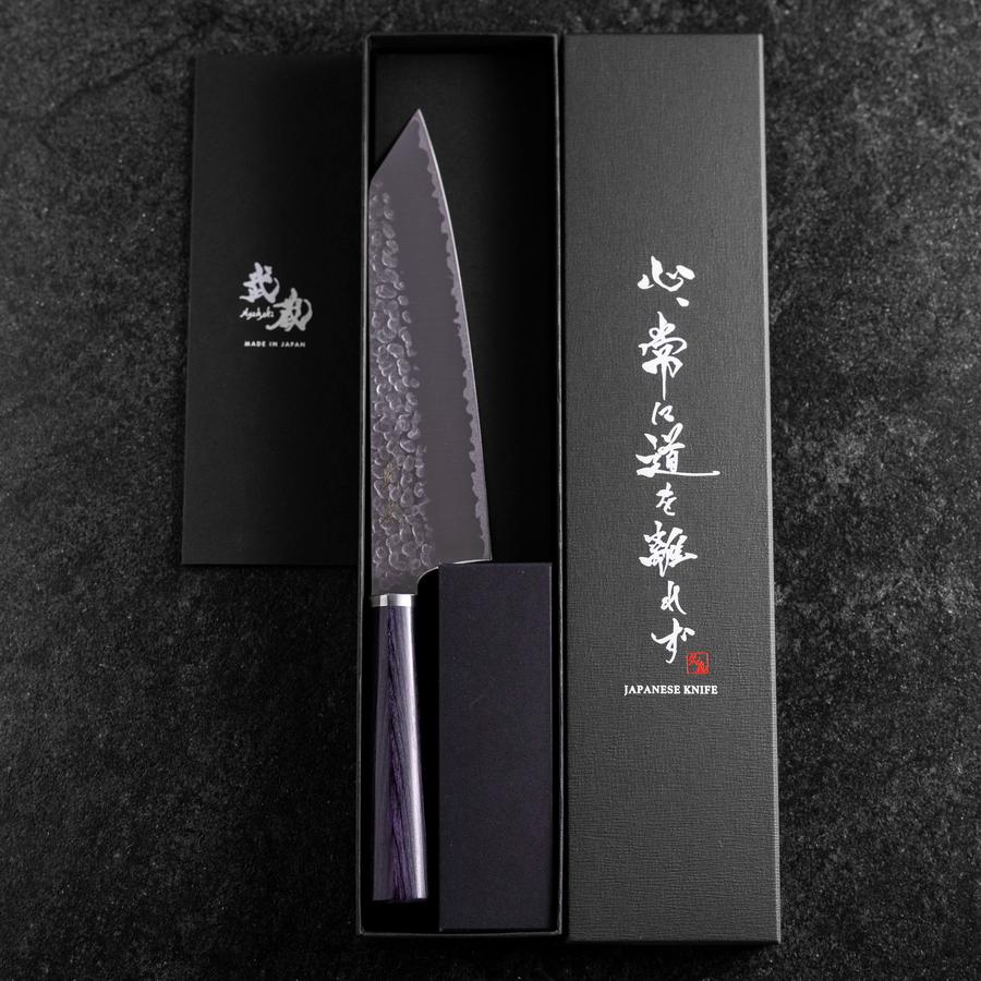 Bunka VG-10 Tsuchime Oval Purple Handle 180mm (7”)-[Musashi]-[Japanese-Kitchen-Knives]