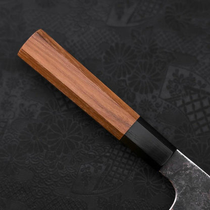 Bunka White Steel #2 Stainless Clad Kurouchi Buffalo Teak Handle 180mm