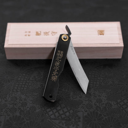 Damascus Black Higonokami Aogami 100mm
