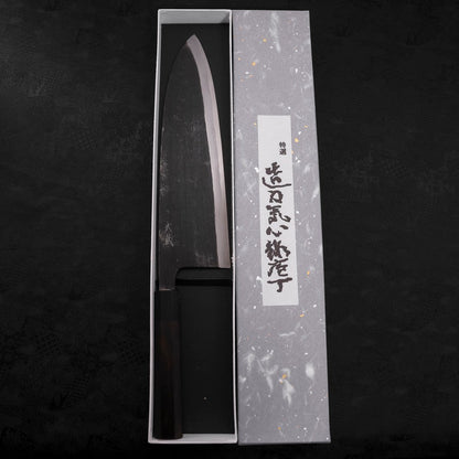 Deba Blue Steel #2 Kurouchi Buffalo Ebony Handle 300mm - Thick