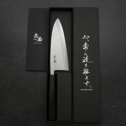 Deba Blue Steel #2 Suminagashi Buffalo Ebony Handle 165mm