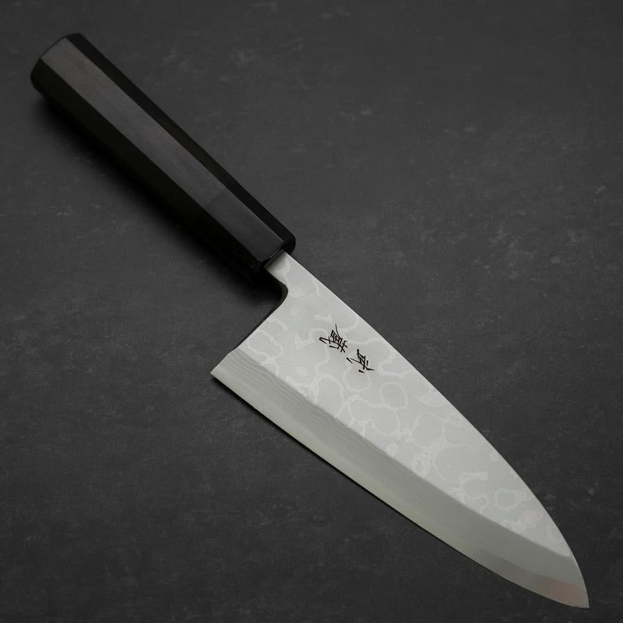 Deba Blue Steel #2 Suminagashi Buffalo Ebony Handle 165mm