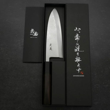 Deba Blue Steel #2 Suminagashi Buffalo Ebony Handle 180mm