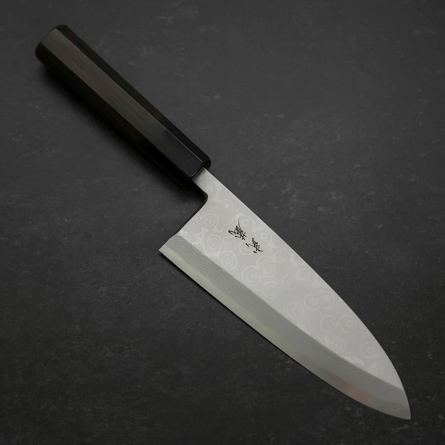 Deba Blue Steel #2 Suminagashi Buffalo Ebony Handle 180mm