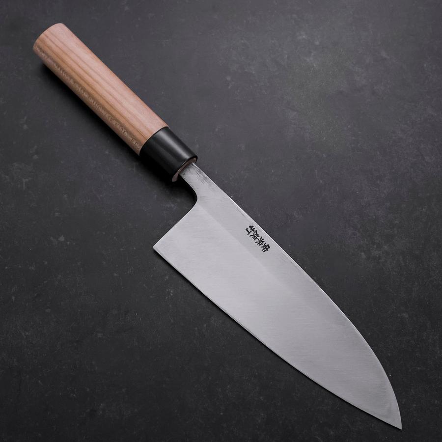Deba Left Hand White Steel #2 Kurouchi Tsuchime Cherry Handle 180mm