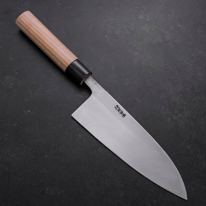 Deba Left Hand White Steel #2 Kurouchi Tsuchime Cherry Handle 180mm