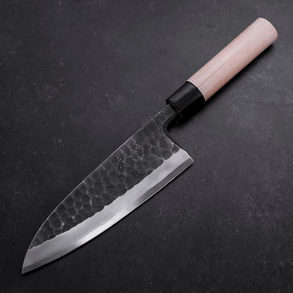 Deba Left Hand White Steel #2 Kurouchi Tsuchime Cherry Handle 180mm