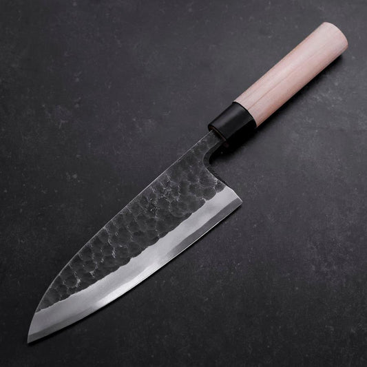 Deba Left Hand White Steel #2 Kurouchi Tsuchime Cherry Handle 180mm