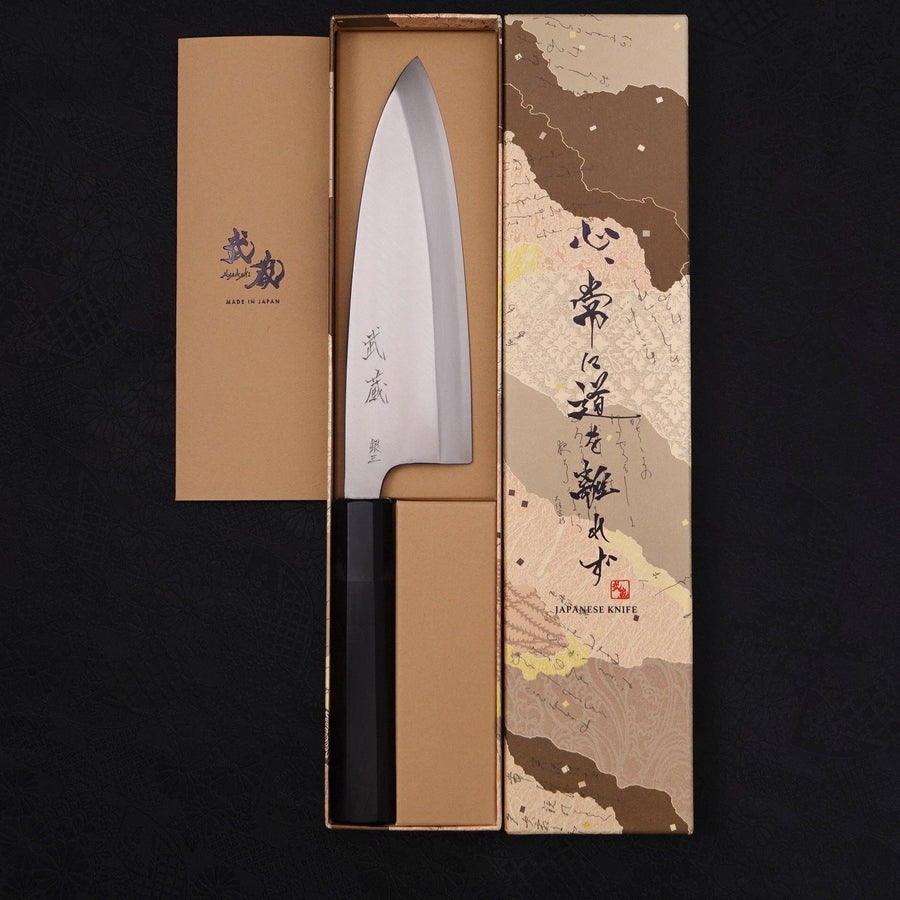 Deba Silver Steel #3 Kasumi Buffalo Ebony Handle 180mm