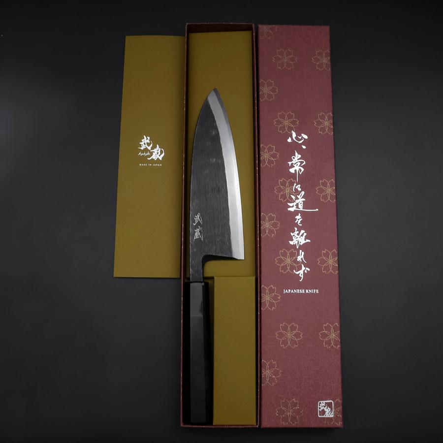 Deba White Steel #2 Kurouchi Buffalo Ebony Handle 180mm