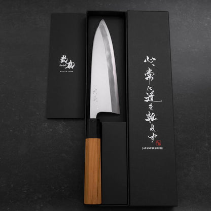 Deba White Steel #2 Hon-Kasumi Buffalo Teak Handle 180mm