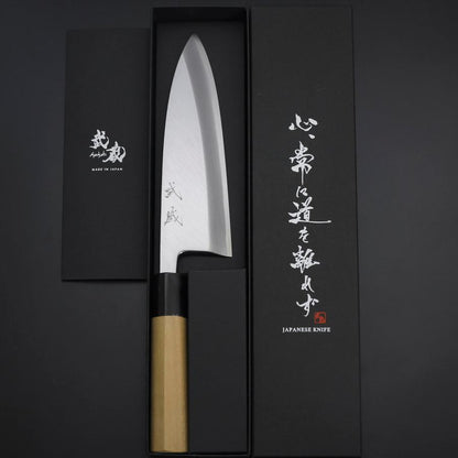 Deba White Steel #2 Kasumi Buffalo Magnolia Handle 180mm