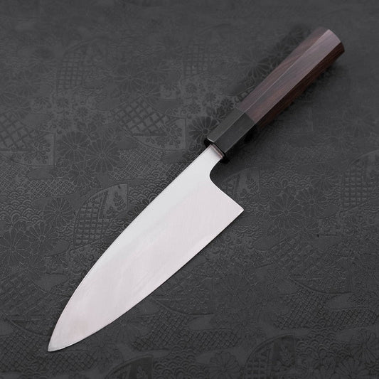 Deba White Steel #2 Kasumi Chokin Gold Sakura-Fuji Buffalo Ebony Handle 165mm