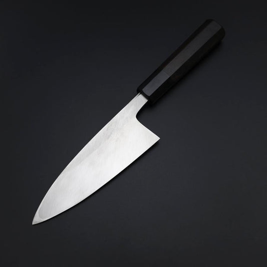 Deba White Steel #2 Kasumi Chokin Silver Dragon Buffalo Ebony Handle 150mm
