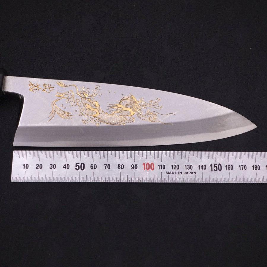 Deba White Steel #2 Kasumi Chokin Silver Dragon Buffalo Ebony Handle 170mm