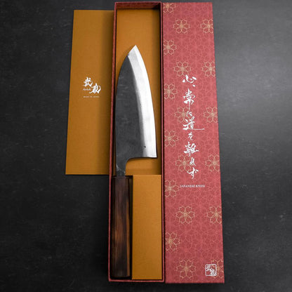 Deba White Steel #2 Kurouchi Sumi Urushi Handle 180mm