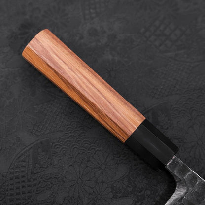 Deba White Steel #2 Kurouchi Tsuchime Buffalo Teak Handle 180mm