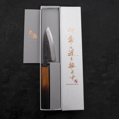 Deba White Steel #2 Kurouchi Tsuchime Yaki Urushi Handle 105mm