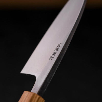 Deba White Steel #2 Kurouchi Tsuchime Yaki Urushi Handle 120mm