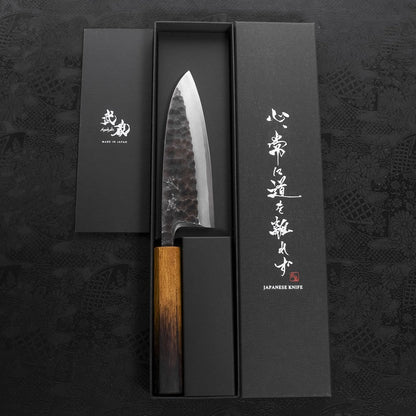 Deba White Steel #2 Kurouchi Tsuchime Yaki Urushi Handle 150mm