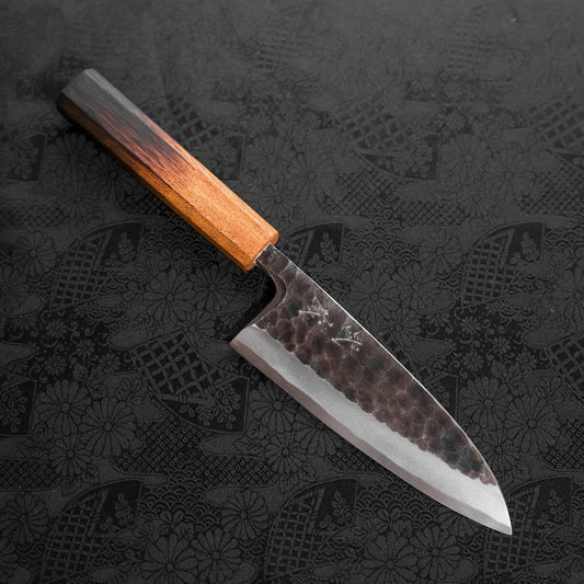 Deba White Steel #2 Kurouchi Tsuchime Yaki Urushi Handle 150mm
