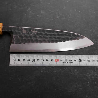 Deba White Steel #2 Kurouchi Tsuchime Yaki Urushi Handle 180mm