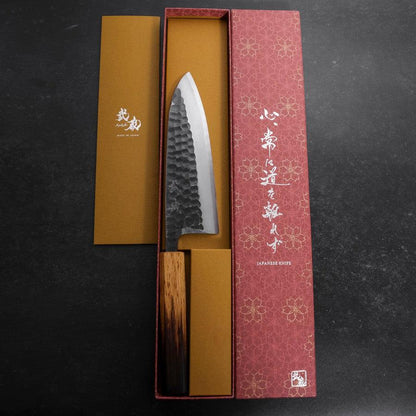 Deba White Steel #2 Kurouchi Tsuchime Yaki Urushi Handle 180mm