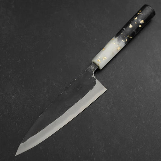 Funayuki Blue Steel #2 Kurouchi Ocean Black White Gold Handle 165mm