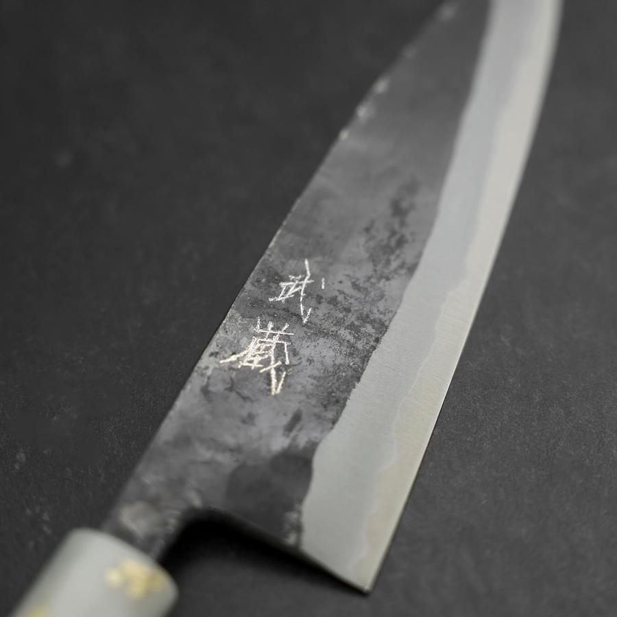 Funayuki Blue Steel #2 Kurouchi Ocean Black White Gold Handle 165mm