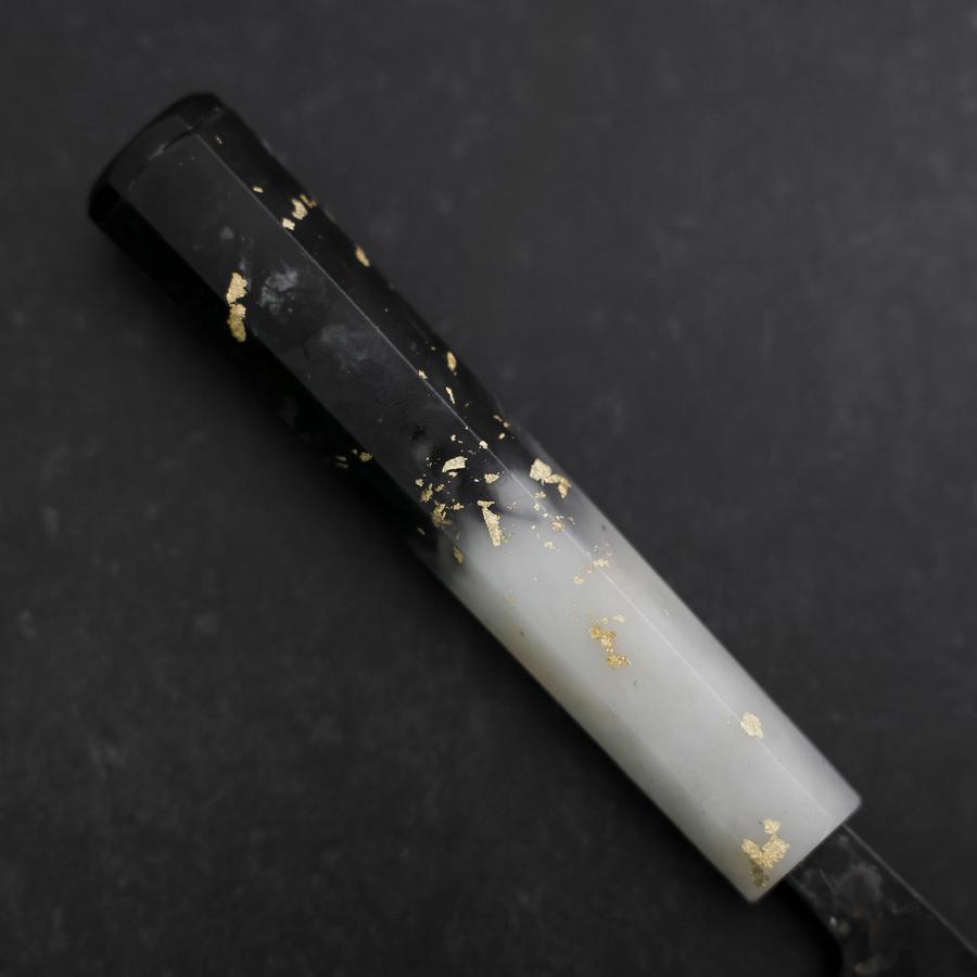 Funayuki Blue Steel #2 Kurouchi Ocean Black White Gold Handle 165mm