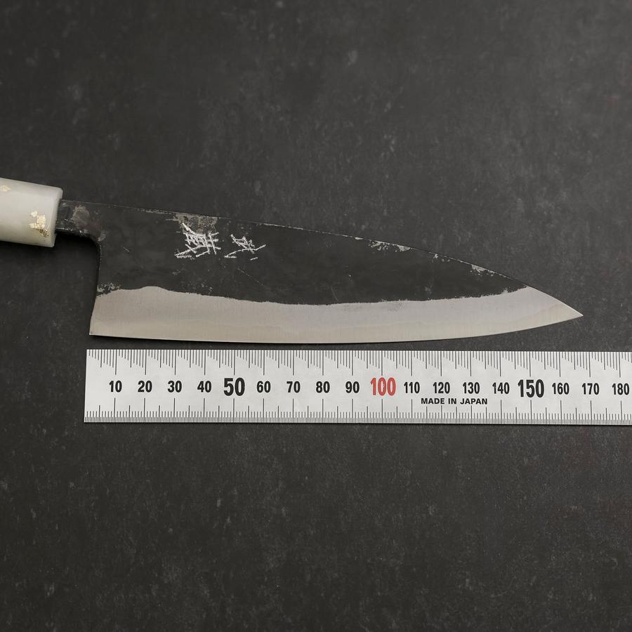 Funayuki Blue Steel #2 Kurouchi Ocean Black White Gold Handle 165mm