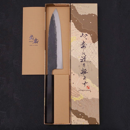 Funayuki Sabaki Blue Super Kurouchi Buffalo Ebony Handle 180mm