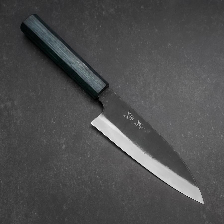 Funayuki Sabaki Blue Steel #1 Kurouchi Dark Blue Urushi Handle 165mm