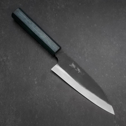 Funayuki Sabaki Blue Steel #1 Kurouchi Dark Blue Urushi Handle 165mm