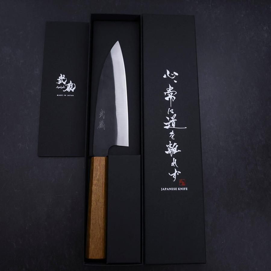 Funayuki White Steel #2 Kurouchi Oak Handle 160mm (6.3”)-[Musashi]-[Japanese-Kitchen-Knives]