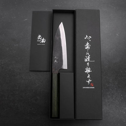 Funayuki White Steel #2 Kurouchi Green Urushi Handle 150mm