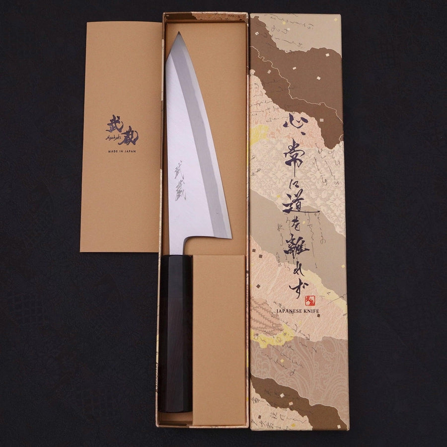 Garasuki Boning Knife White Steel #2 Kasumi Buffalo Ebony Handle 180mm