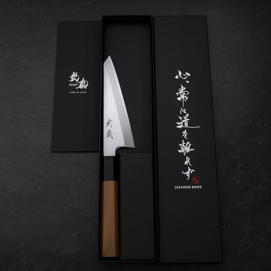 Garasuki Boning Knife White Steel #2 Polished Buffalo Teak Handle 150mm