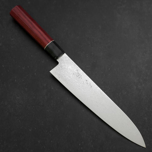 Gyuto AUS-10 Damascus Red Cherry Handle 210mm
