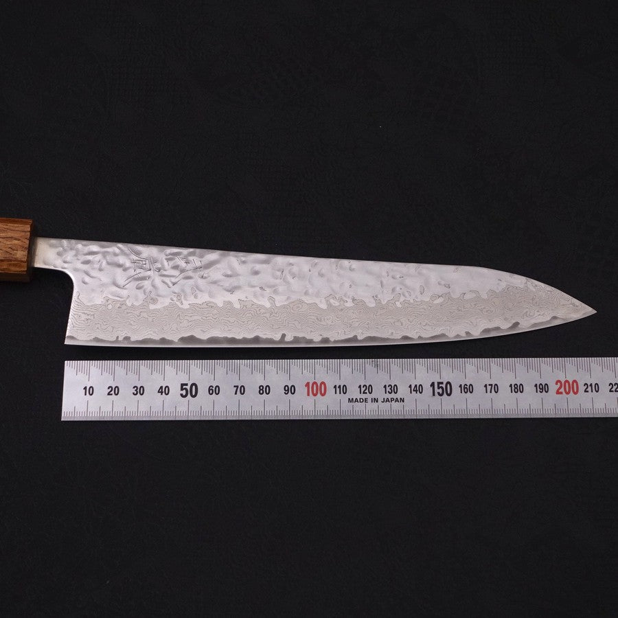 Gyuto AUS-10 Mirror Tsuchime Damascus Yaki Urushi Handle 210mm