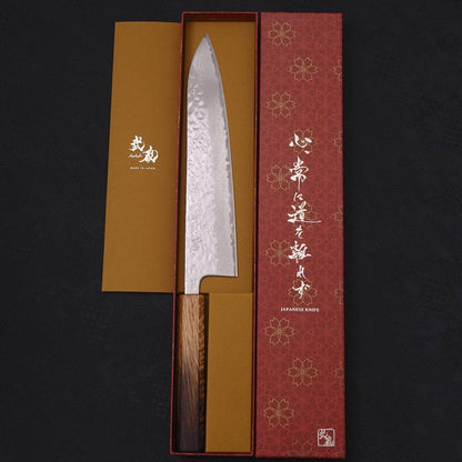 Gyuto AUS-10 Mirror Tsuchime Damascus Yaki-Urushi Handle 240mm
