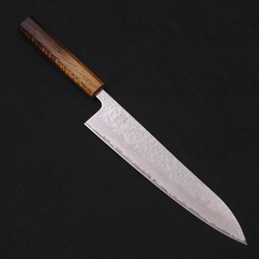 Gyuto AUS-10 Mirror Tsuchime Damascus Yaki-Urushi Handle 240mm