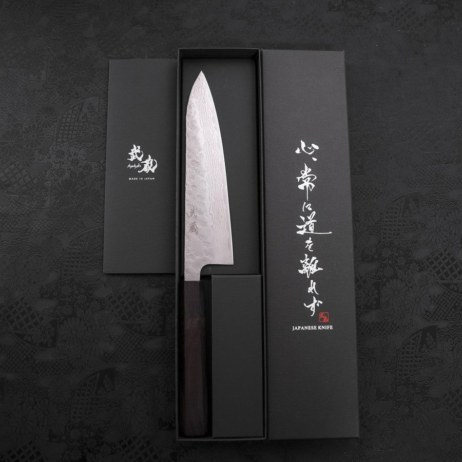 Gyuto AUS-10 Nashiji Damascus Ebony Handle 180mm